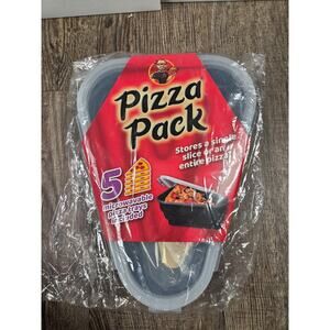 Pizza Pack Reusable BPA-Free Silicone Storage Container 5 Microwavable Trays NEW